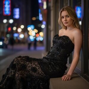 NWT Black Bead Sweetheart Strapless Mermaid Gown Formal Prom Whimsigoth S Dress